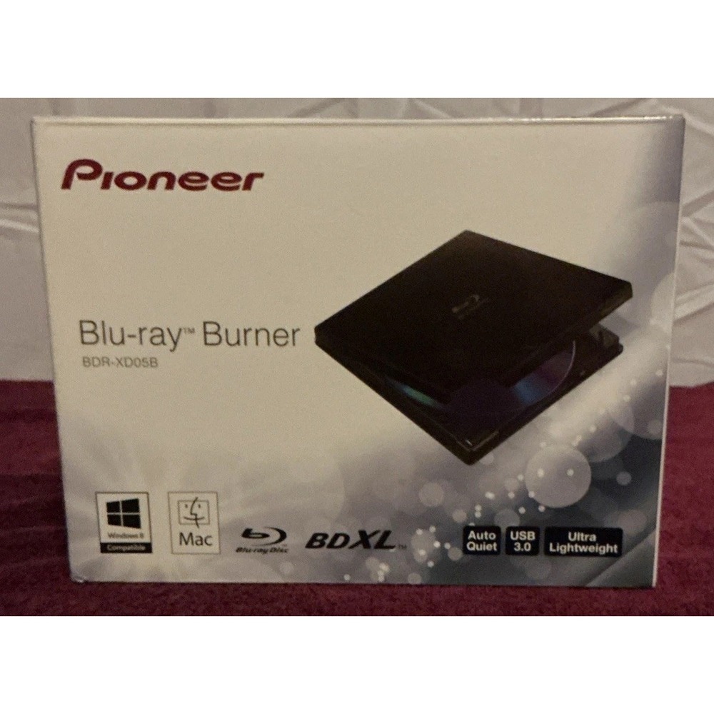 Pioneer BDR-XD05B USB 3.0 BD/DVD/CD Burner, New In Open Box -Not Tested